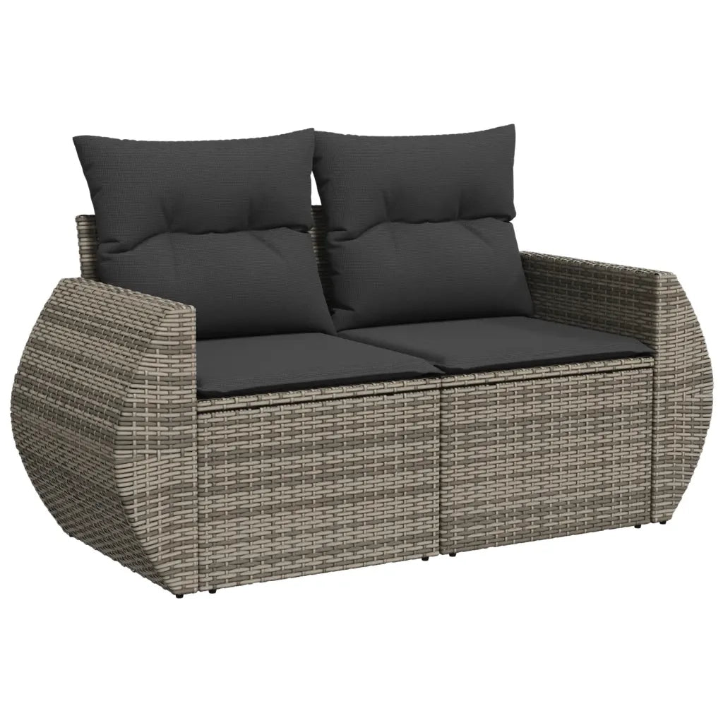 Set Divano da Giardino 9 pz con Cuscini Grigio in Polyrattan 3268670