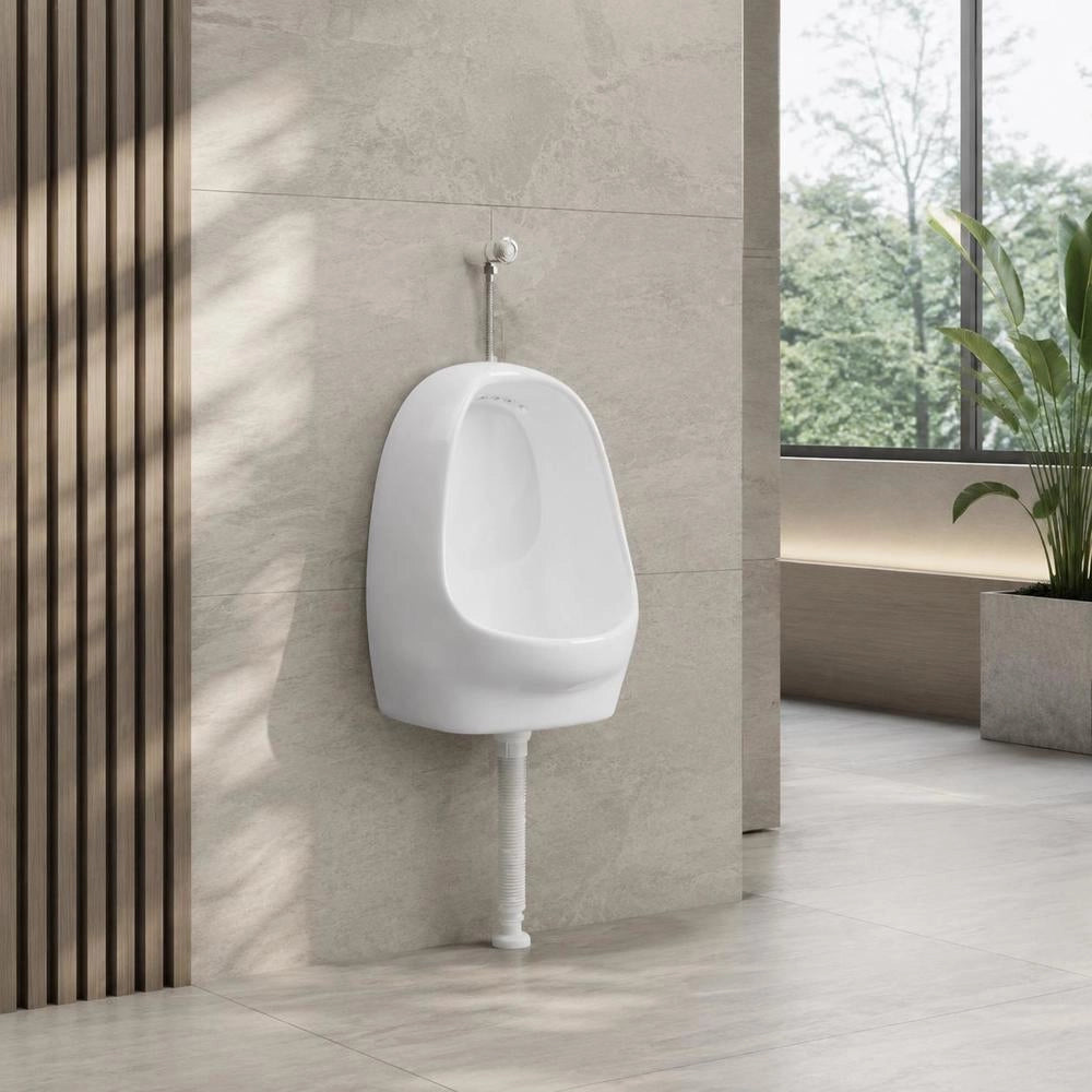 Wall-mounted Urinal With Flush Valve, Ceramic, White
