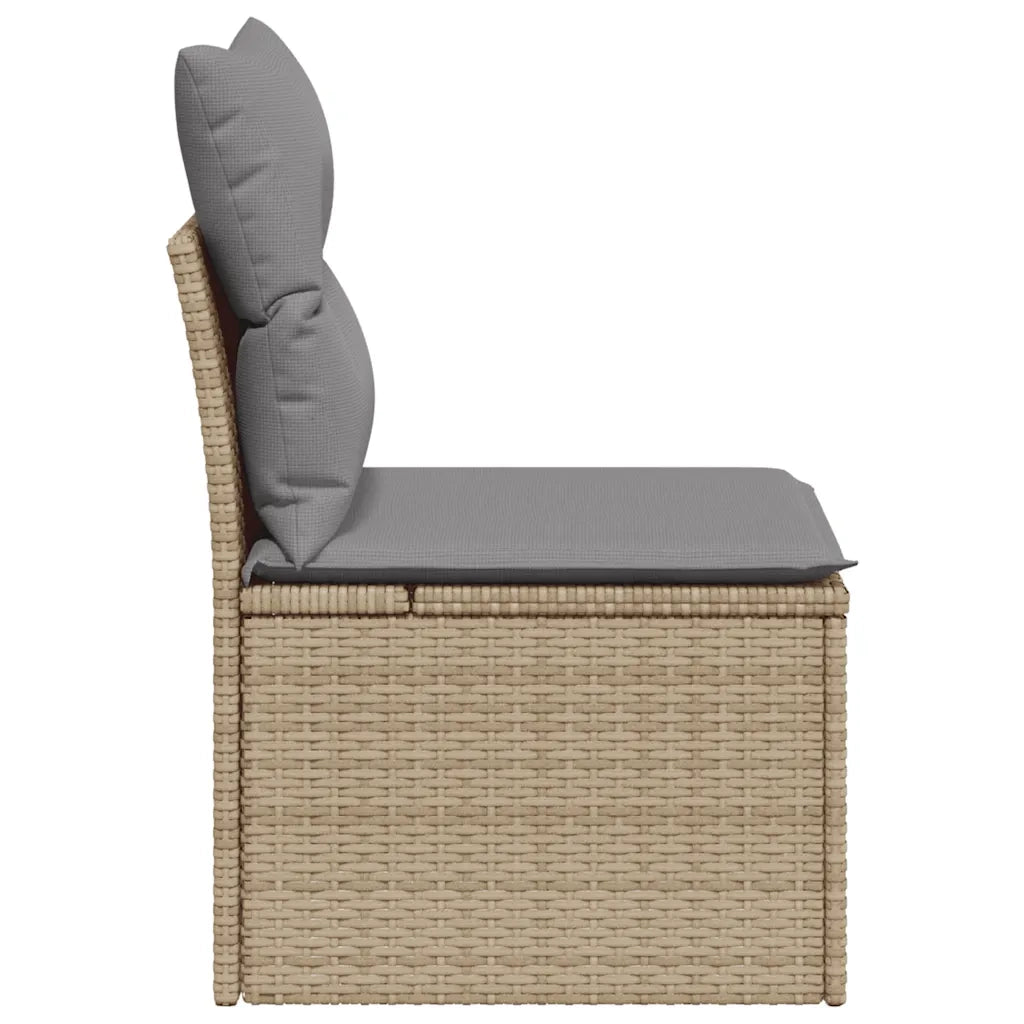 Sedia Giardino-Sedia da esterno Senza Braccioli con Cuscini Beige in Polyrattan