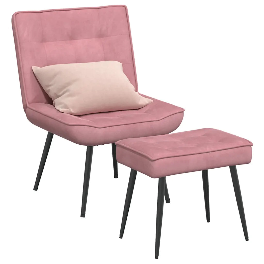 Poltrona Relax con Poggiapiedi Rosa in Velluto 4012330