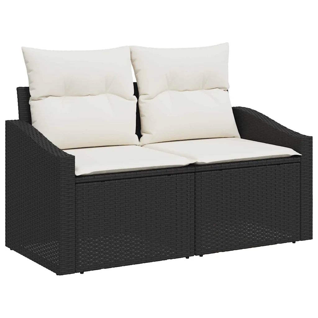 Set Divano da Giardino con cuscino 8 pcs Nero Poly Rattan 3359844