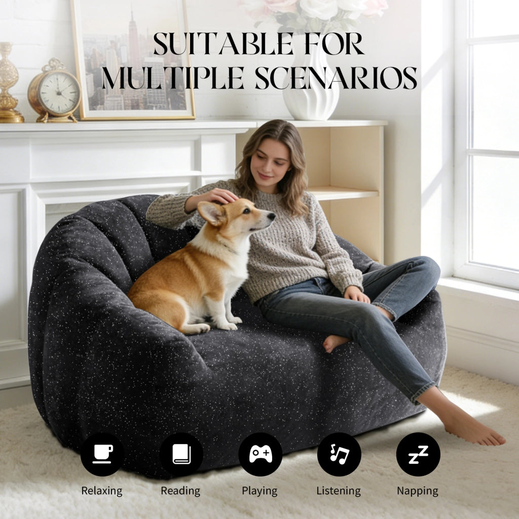 POLTRONA SACCO Design orso nero in flanella