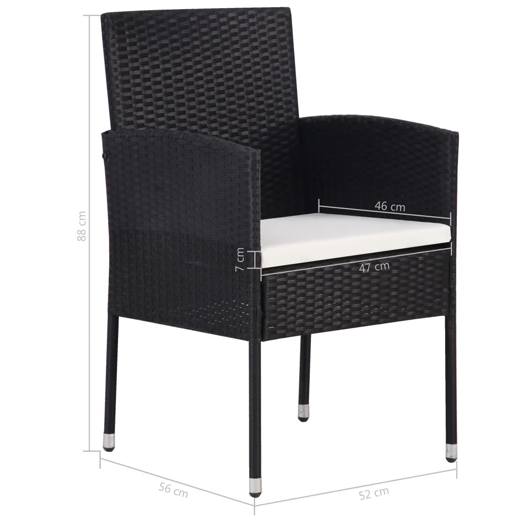 Set Mobili da Pranzo per Giardino 5 pz in Polyrattan Nero 3059416
