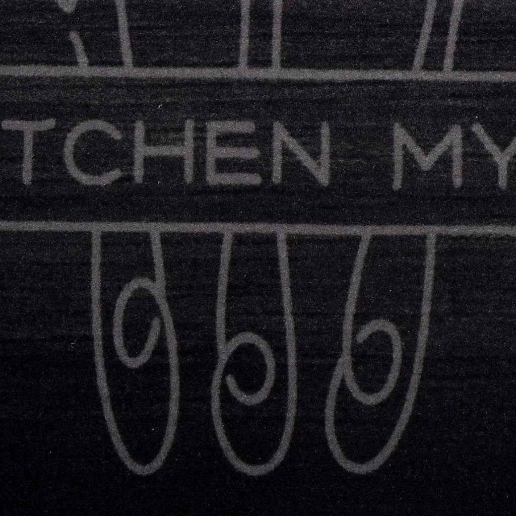 Tappeto da Cucina Posate Nero 180 x 60 cm Velluto 42013428