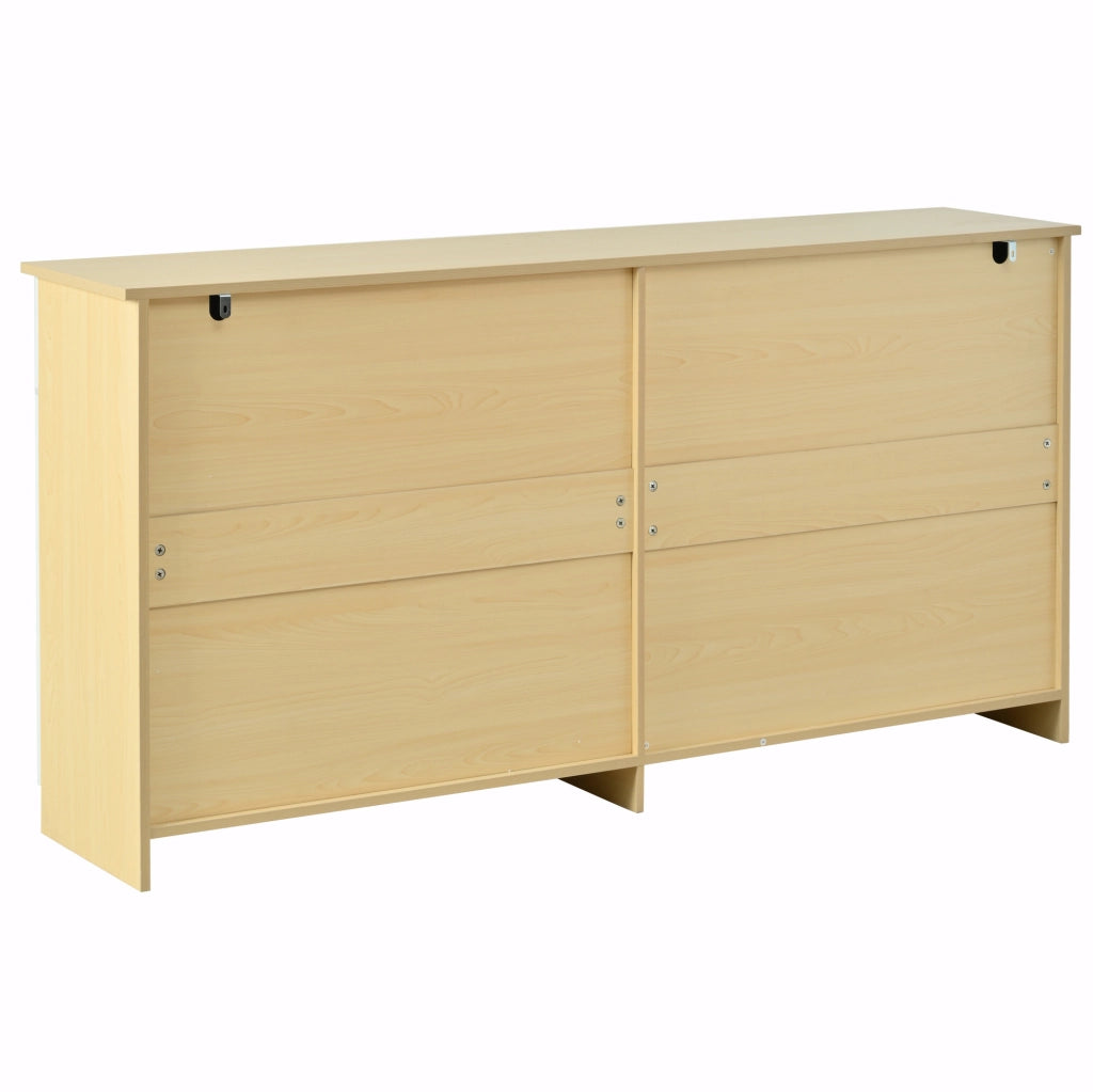 Credenza 160x35x80 cm con 4 cassetti e 4 ante in MDF bianco