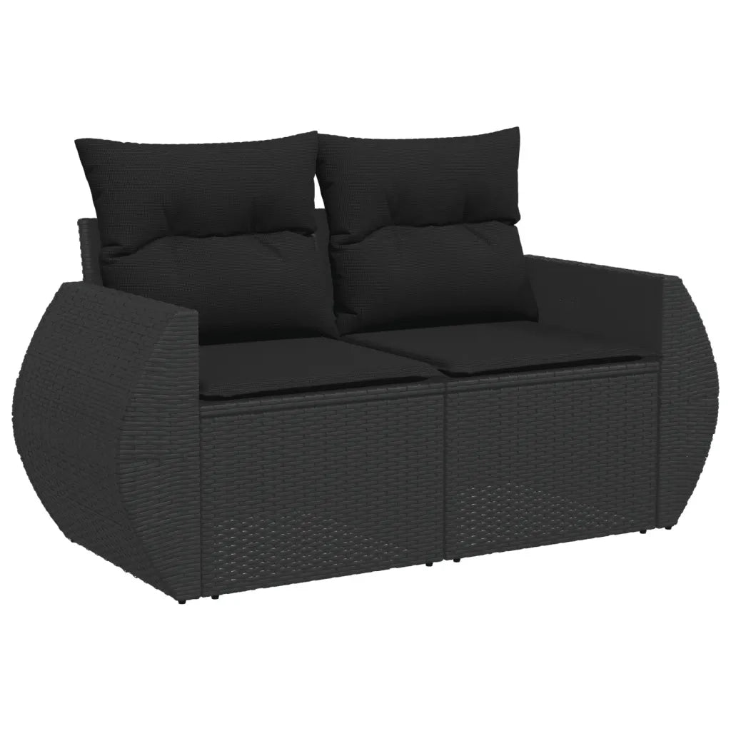 Set Divani da Giardino 10pz con Cuscini in Polyrattan Nero 3225159