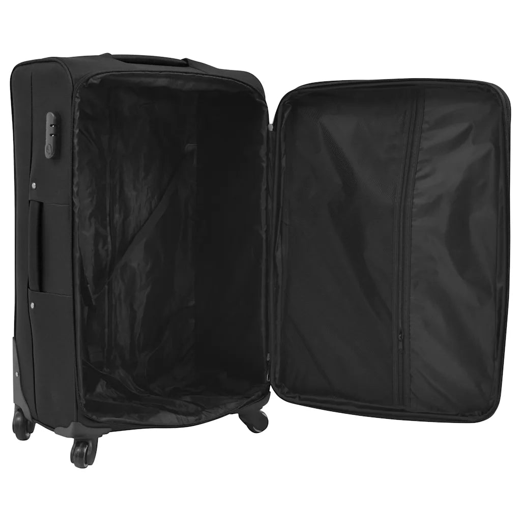 3 pz Set di Valigie Trolley Morbide Nere 91315