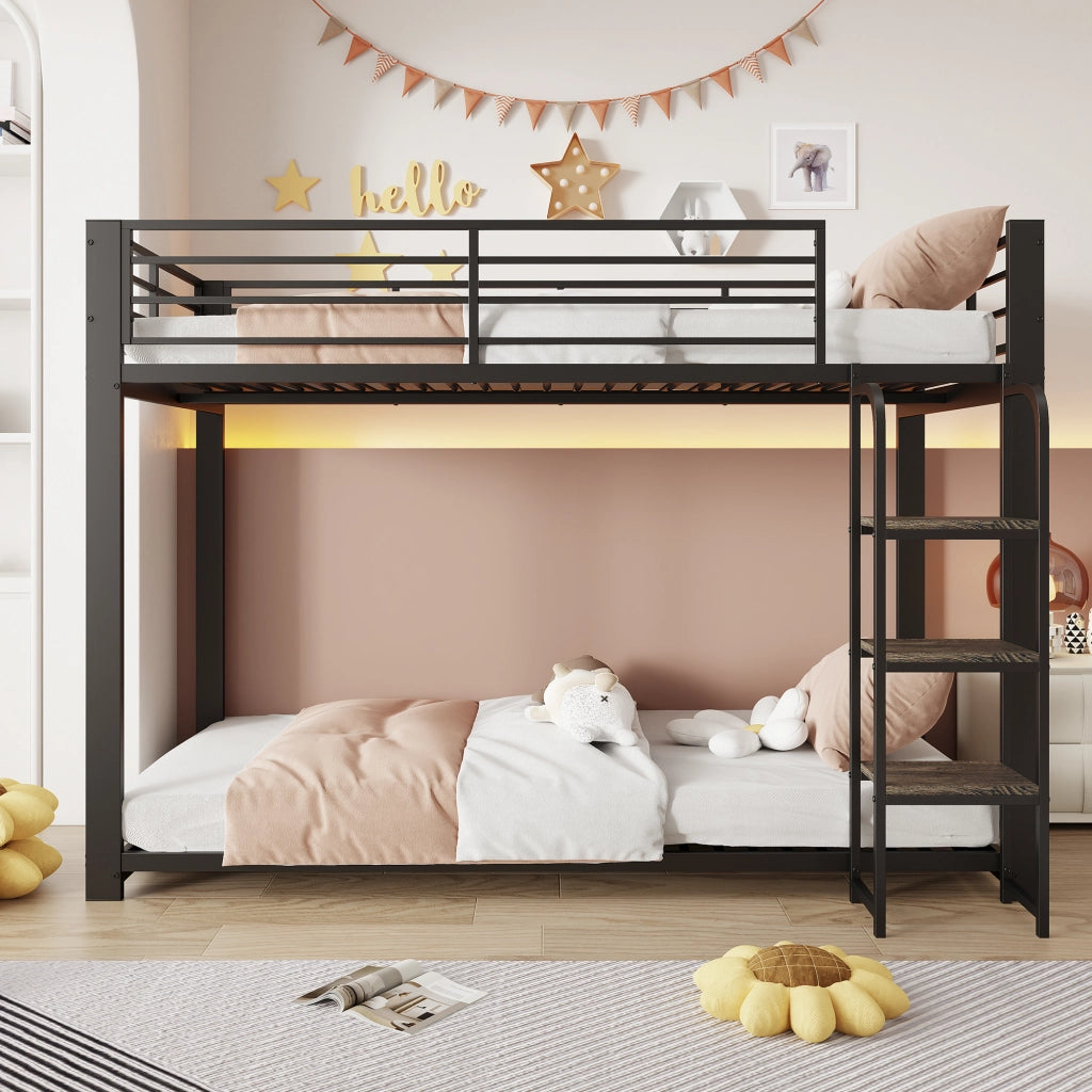 Letto a castello 90x200 cm in MDF e metallo nero