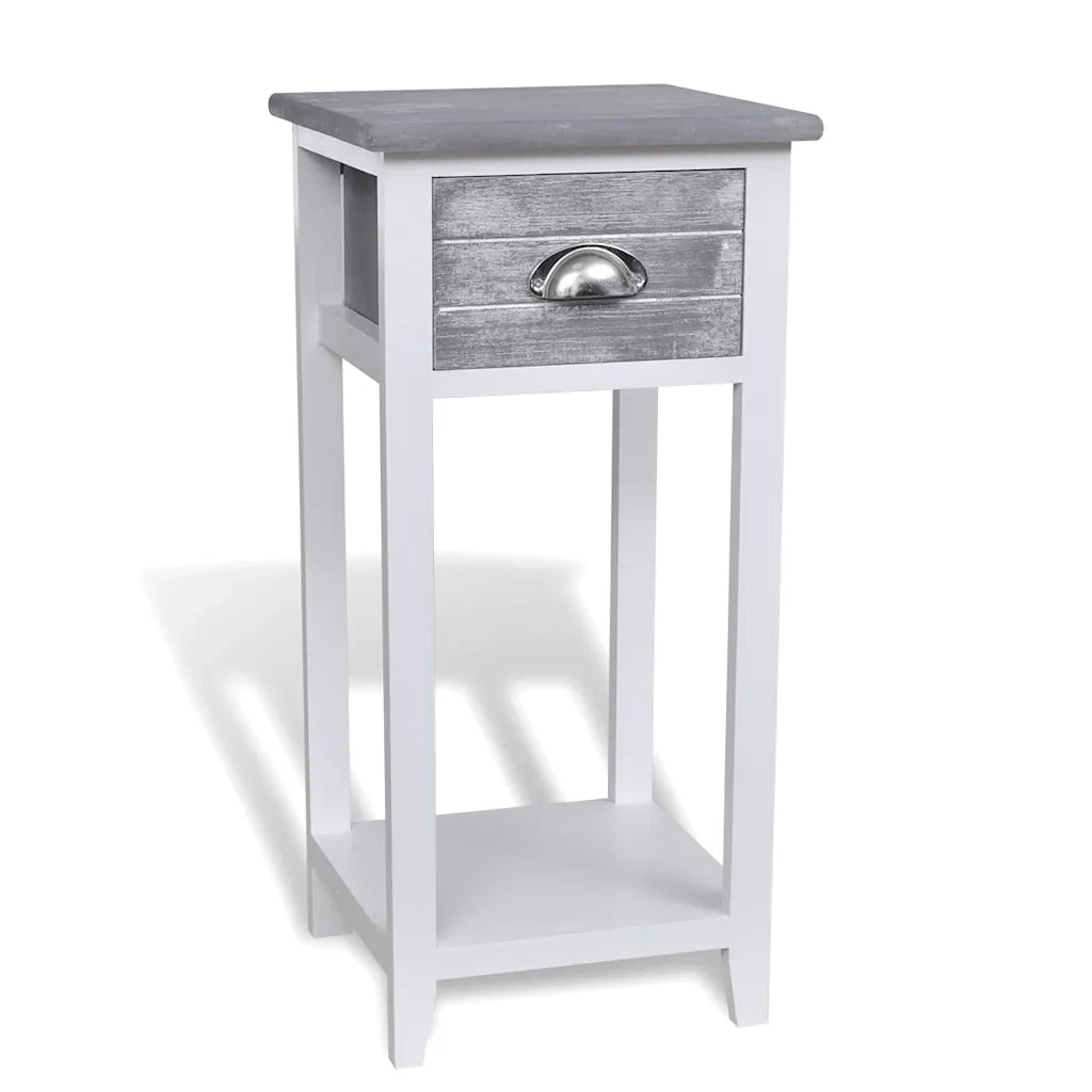 Comodino con 1 Cassetto Grigio e Bianco 242038