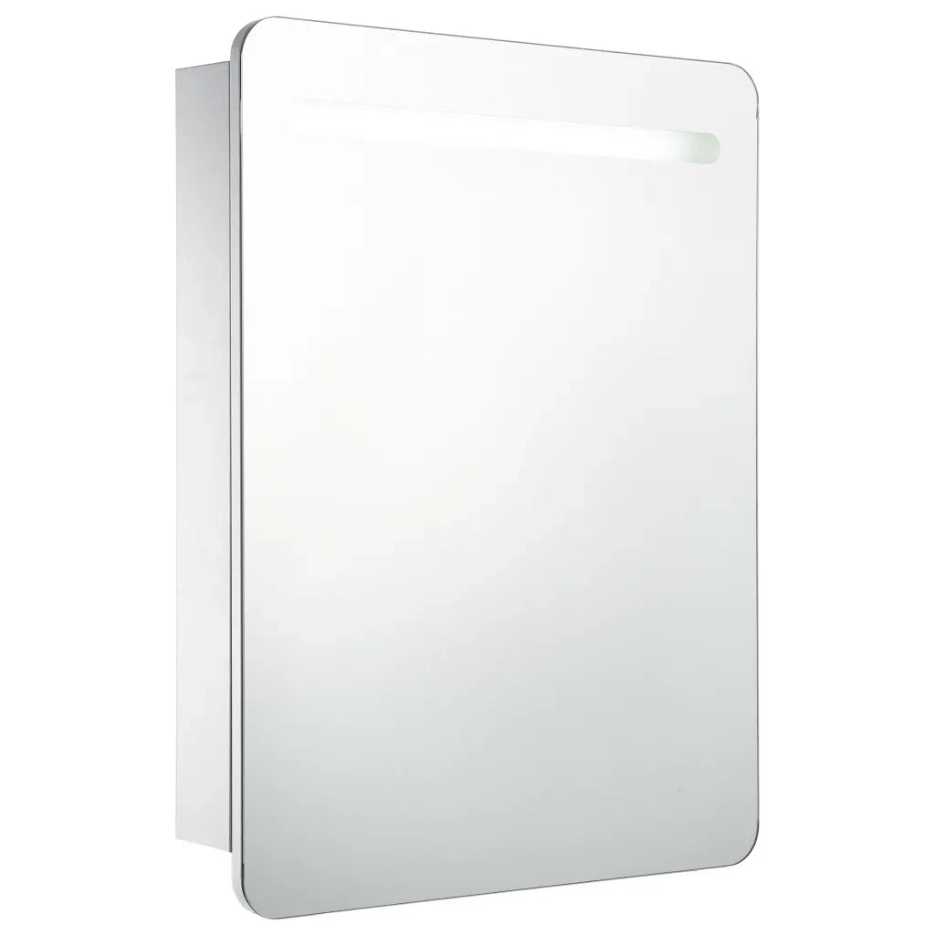 Armadietto Bagno con Specchio e LED 60x11x80 cm