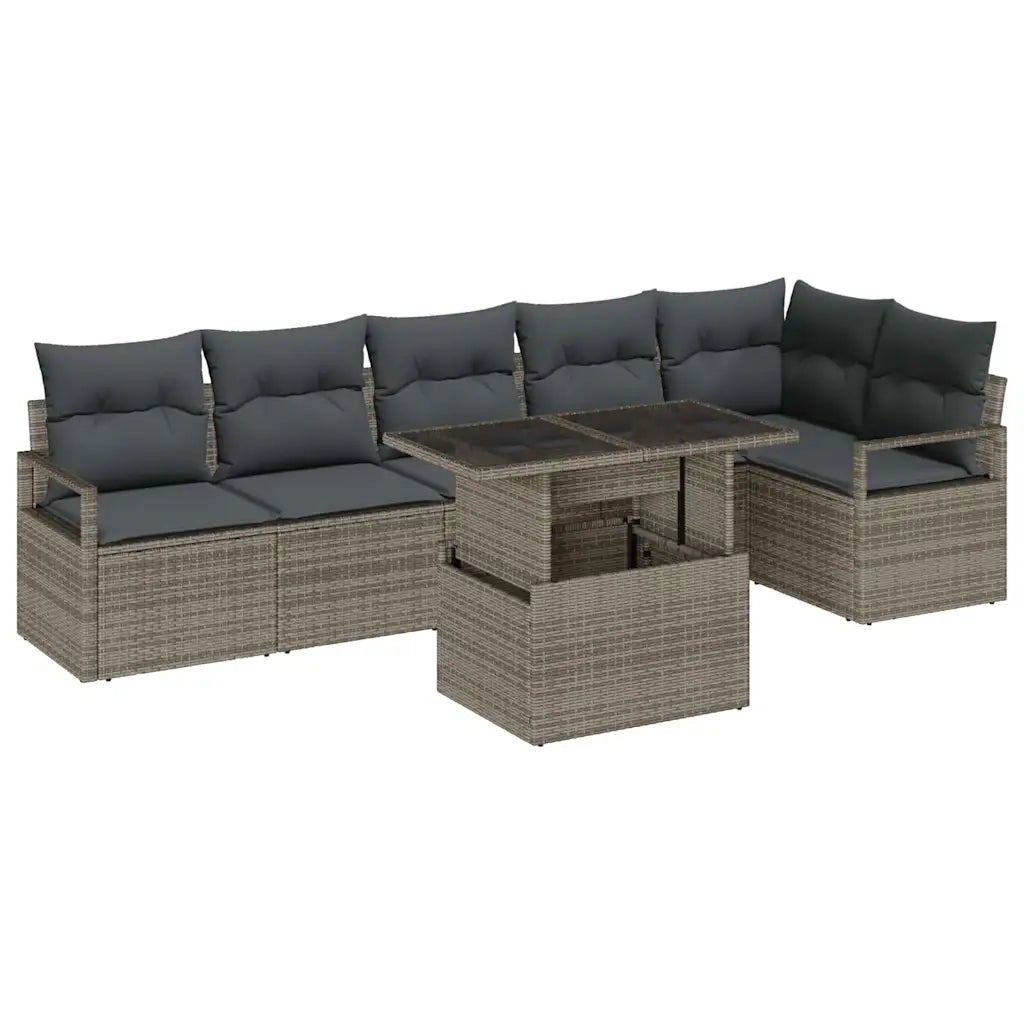 Set Divano da Giardino con cuscino 7 pcs Grigio Poly Rattan 3348835