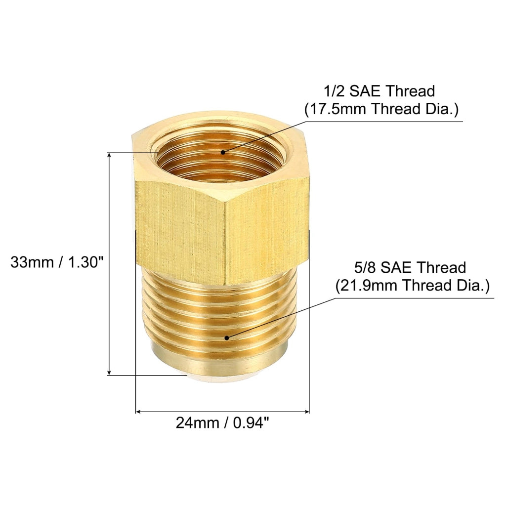 Set da 3 raccordi a svasatura in ottone 5/8 SAE filettatura esterna x 1/2 SAE filettatura interna