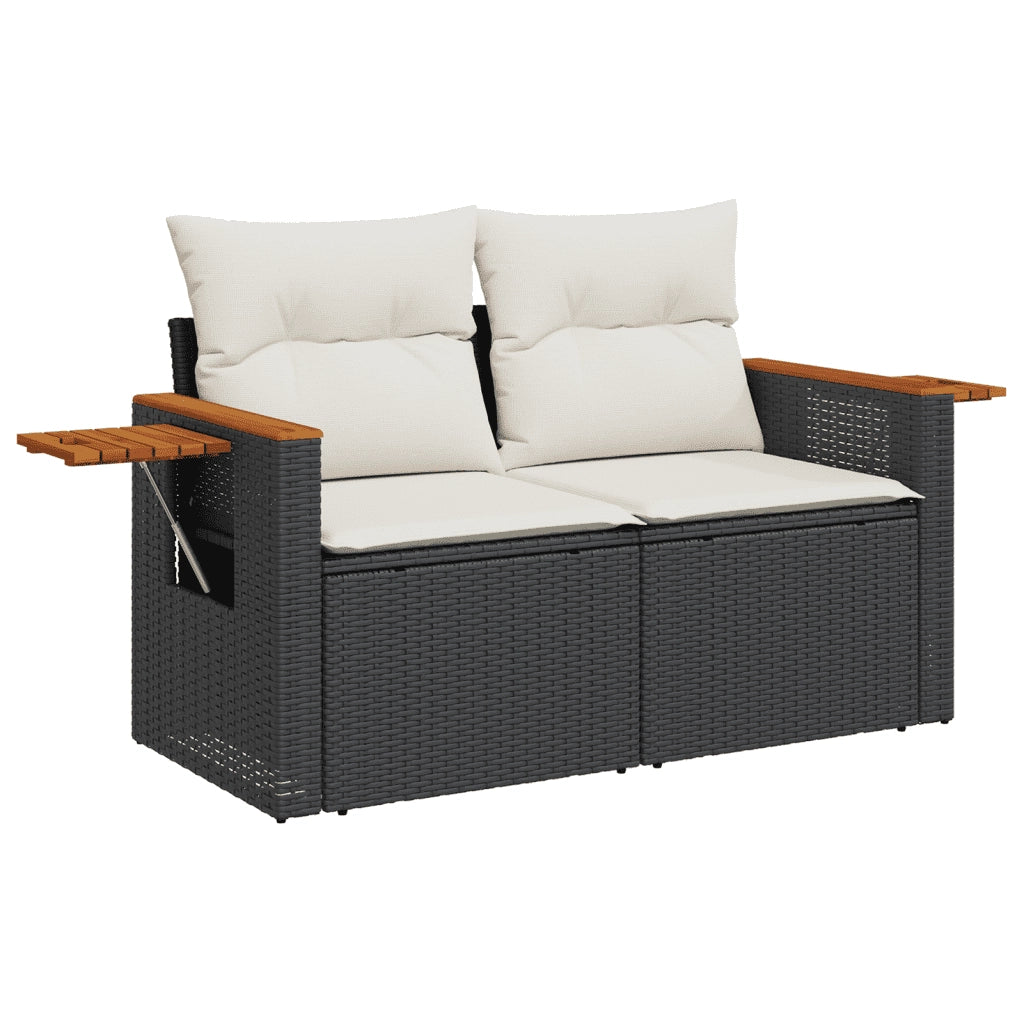 Set Divani da Giardino 9 pz con Cuscini Nero in Polyrattan 3259410