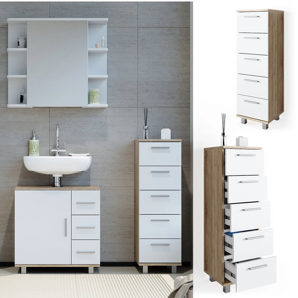 Vicco Cassettiera da bagno Sonoma 30 x 95 cm