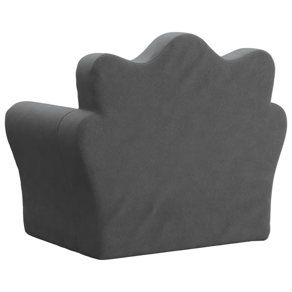Divano per Bambini Antracite in Morbido Peluche 357042