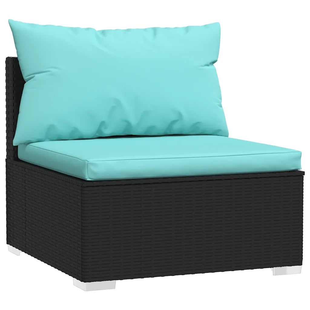 Set Divani da Giardino 4 pz con Cuscini in Polyrattan Nero 3101673