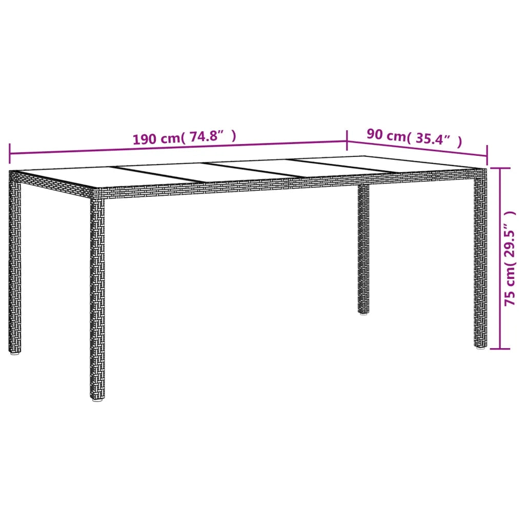 Set da Pranzo da Giardino 9 pz con Cuscini Nero in Polyrattan 3187321