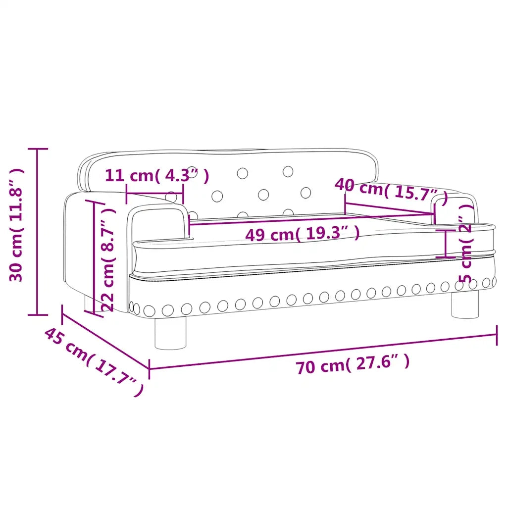 Divano per Bambini Nero 70x45x30 cm in Velluto 3196297