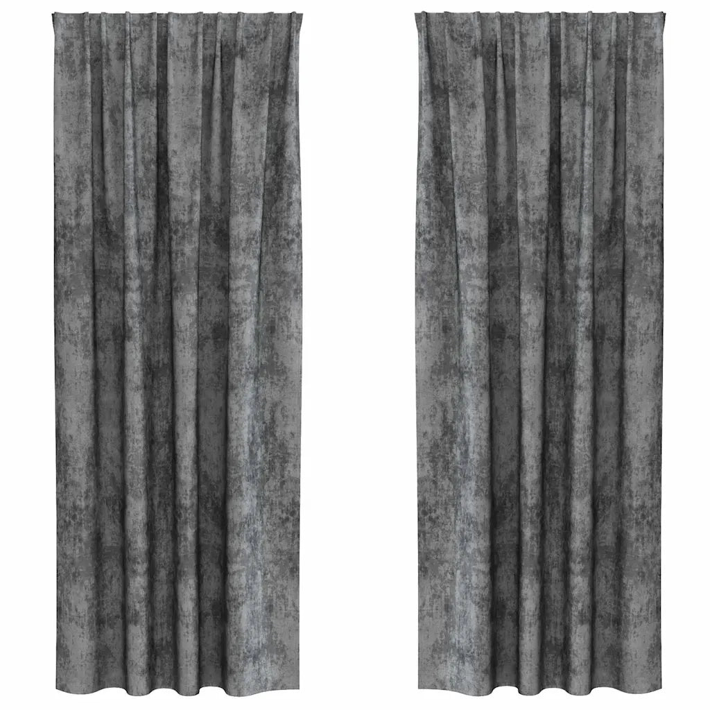 Tende in Velluto con tende 2 pcs Grigio 260 x 140 cm Velluto 4107692