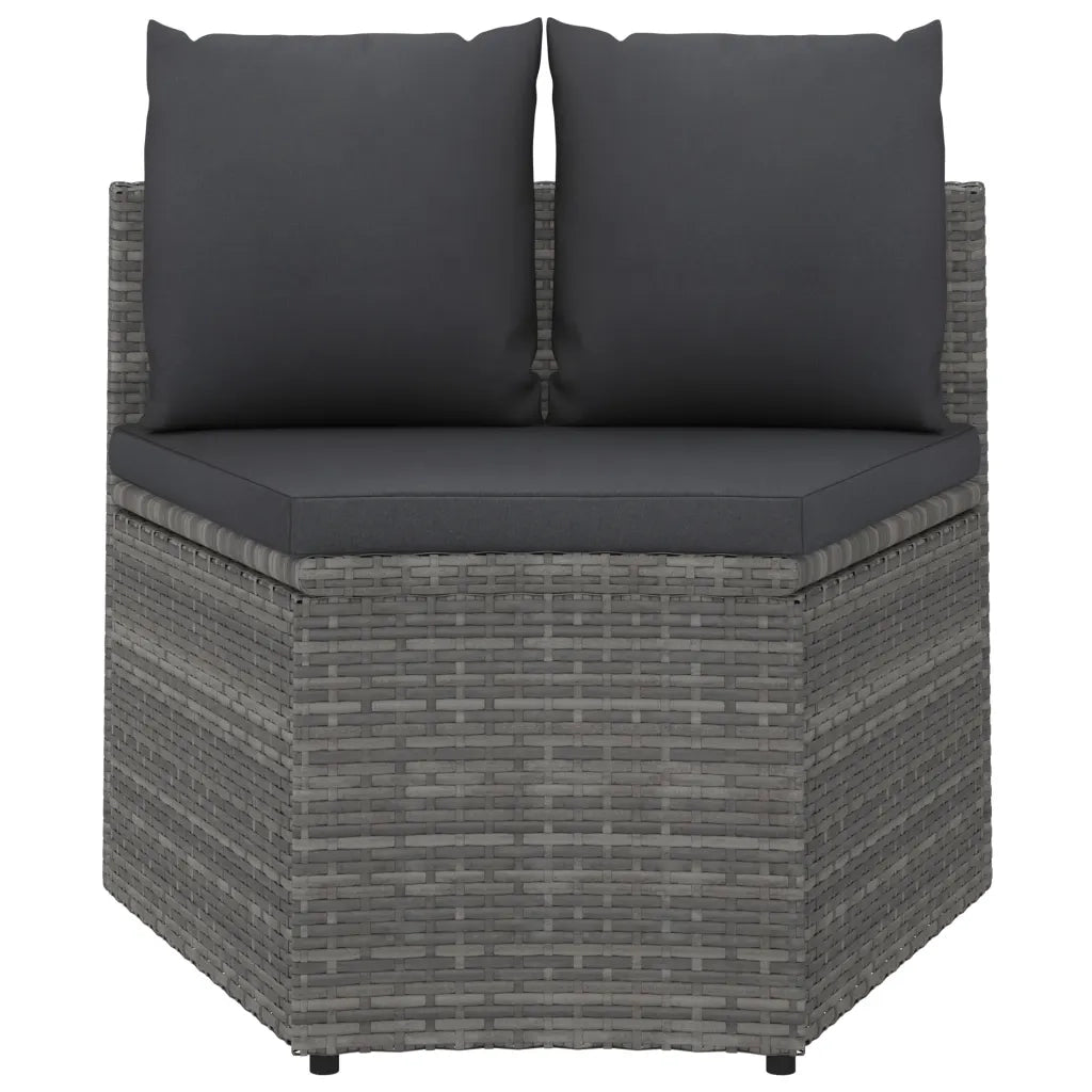 Set Divani da Giardino 7 pz con Cuscini in Polyrattan Grigio