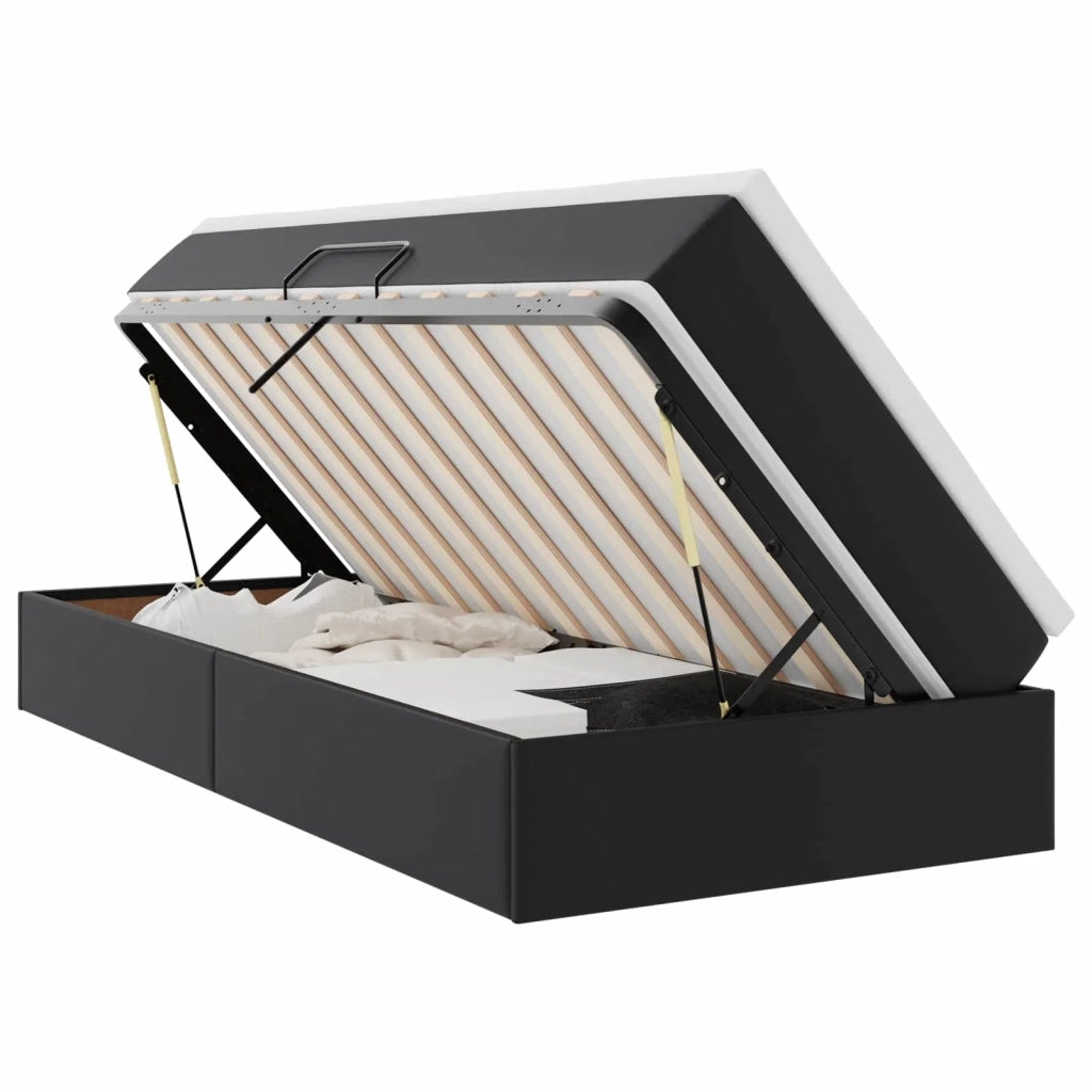 Letto con contenitore e materasso Nero 90 x 200 cm