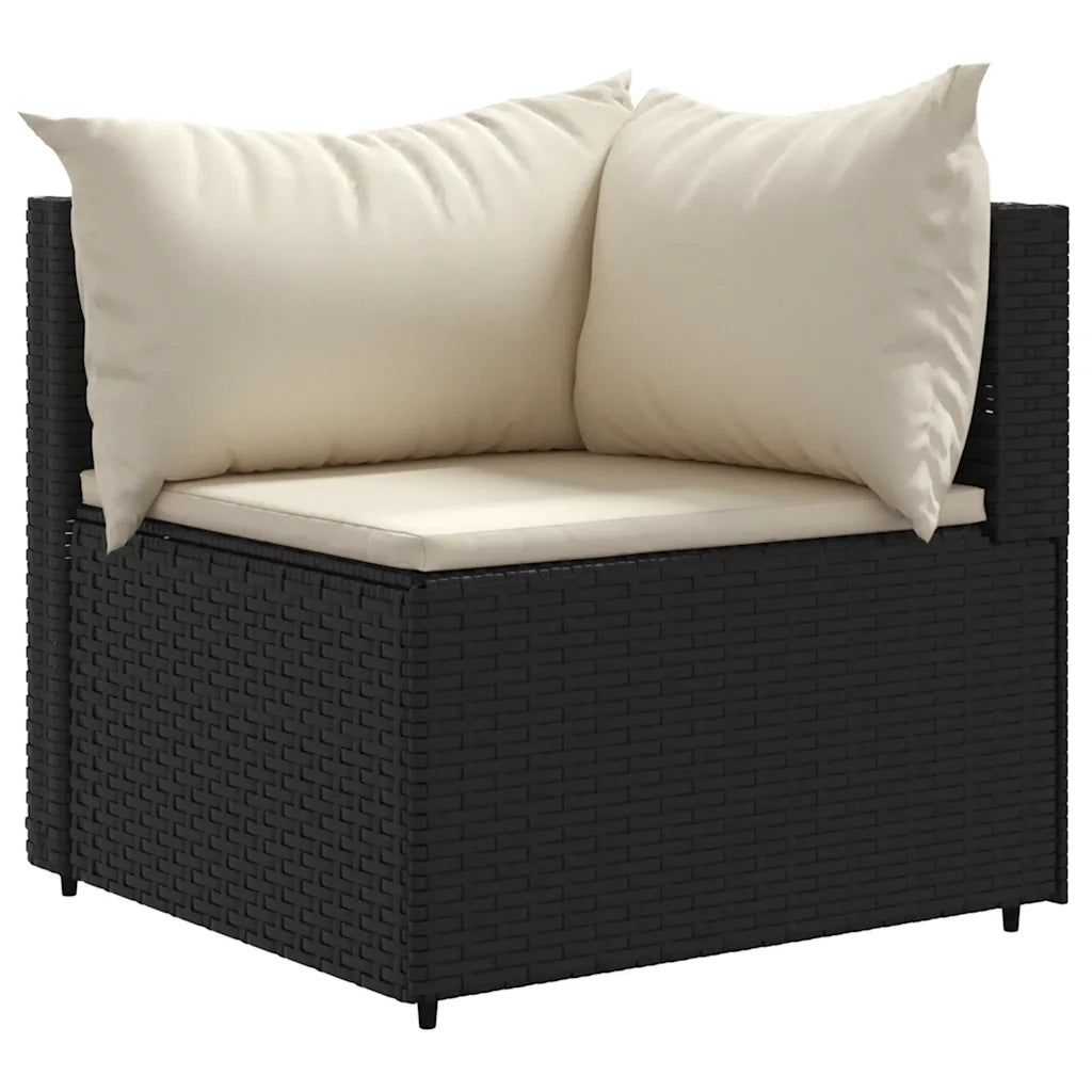 Set Mobili da Giardino 6 pz con Cuscini in Polyrattan Nero