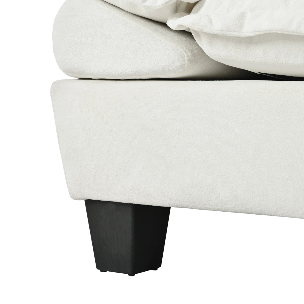 Divano 3 Posti in Ciniglia con Braccioli Curvi; Design Compatto; Beige