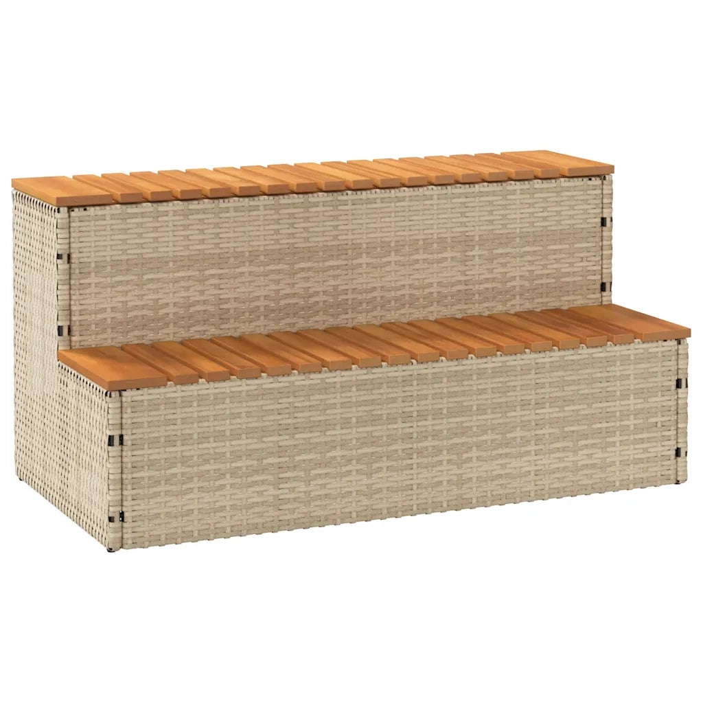 Bordo per Vasca Idromassaggio Beige Polyrattan&Massello Acacia 4103946