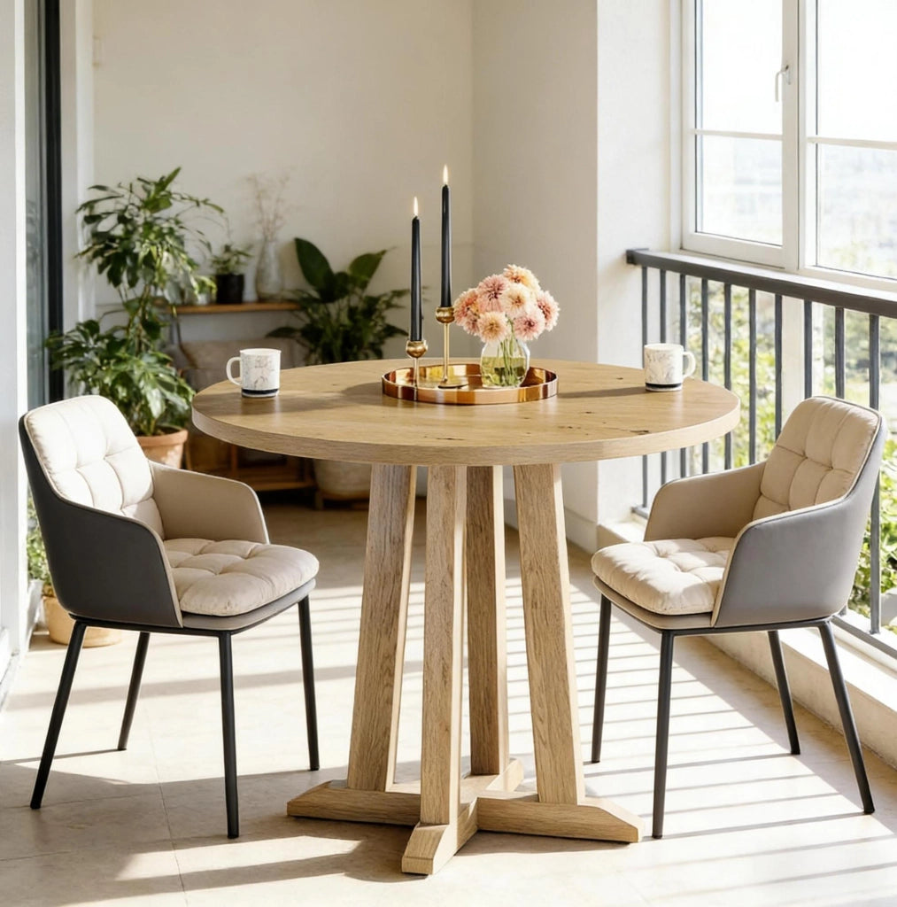 TAVOLO da pranzo rotondo 80 cm in legno marrone