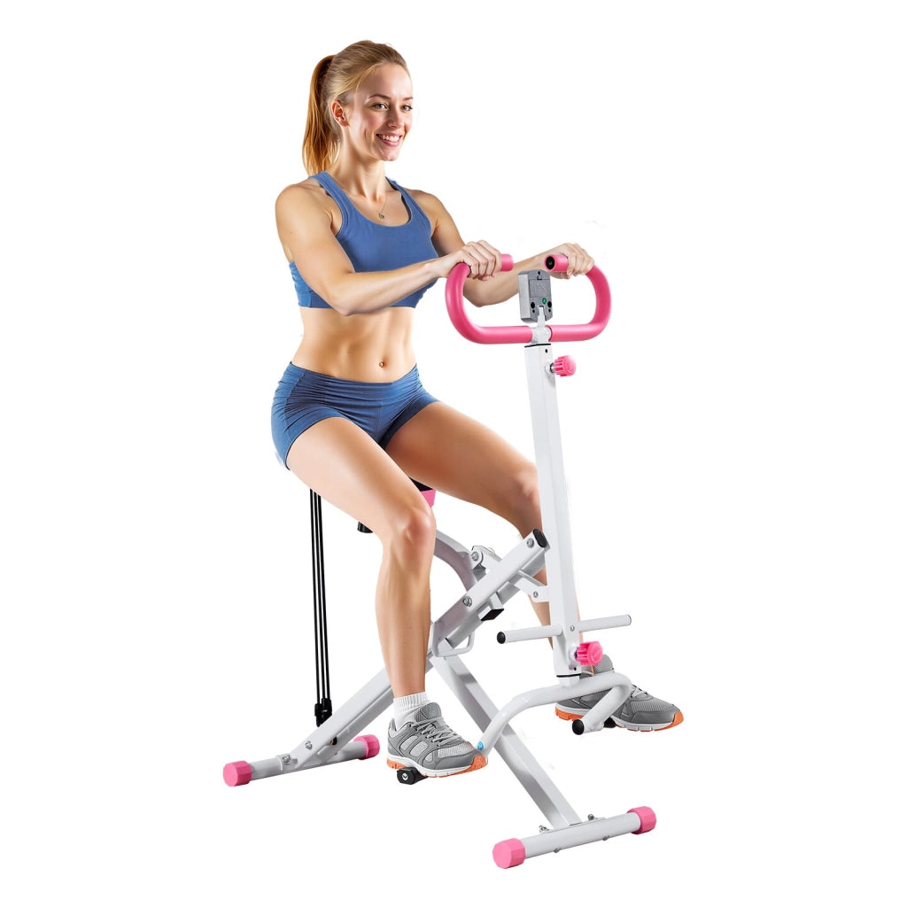 Macchina per Squat Profondi YZJ-523-3-P Attrezzo Pieghevole per Glutei e Gambe Regolabile 5 Livelli Bianca e Rosa per Casa