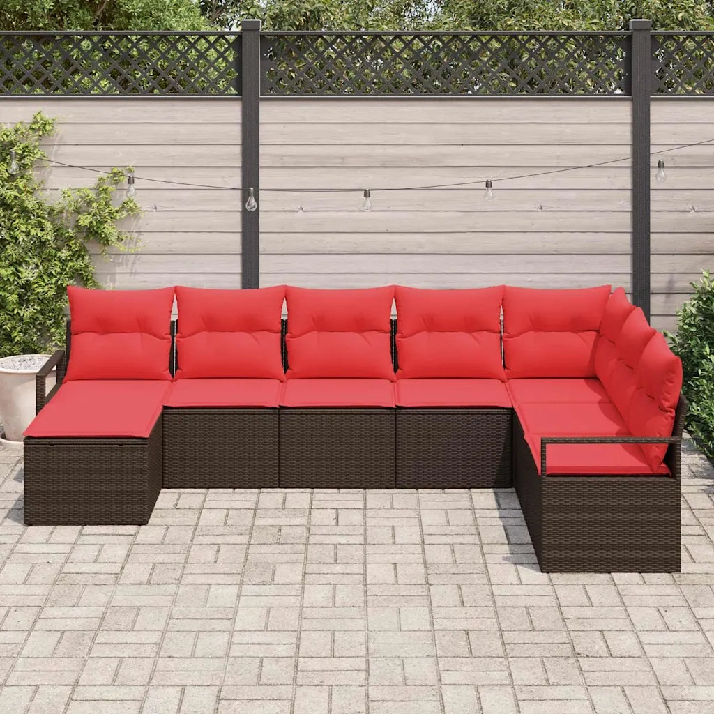 Set di divani con cuscino 8 pcs Marrone polyrattan 3346504