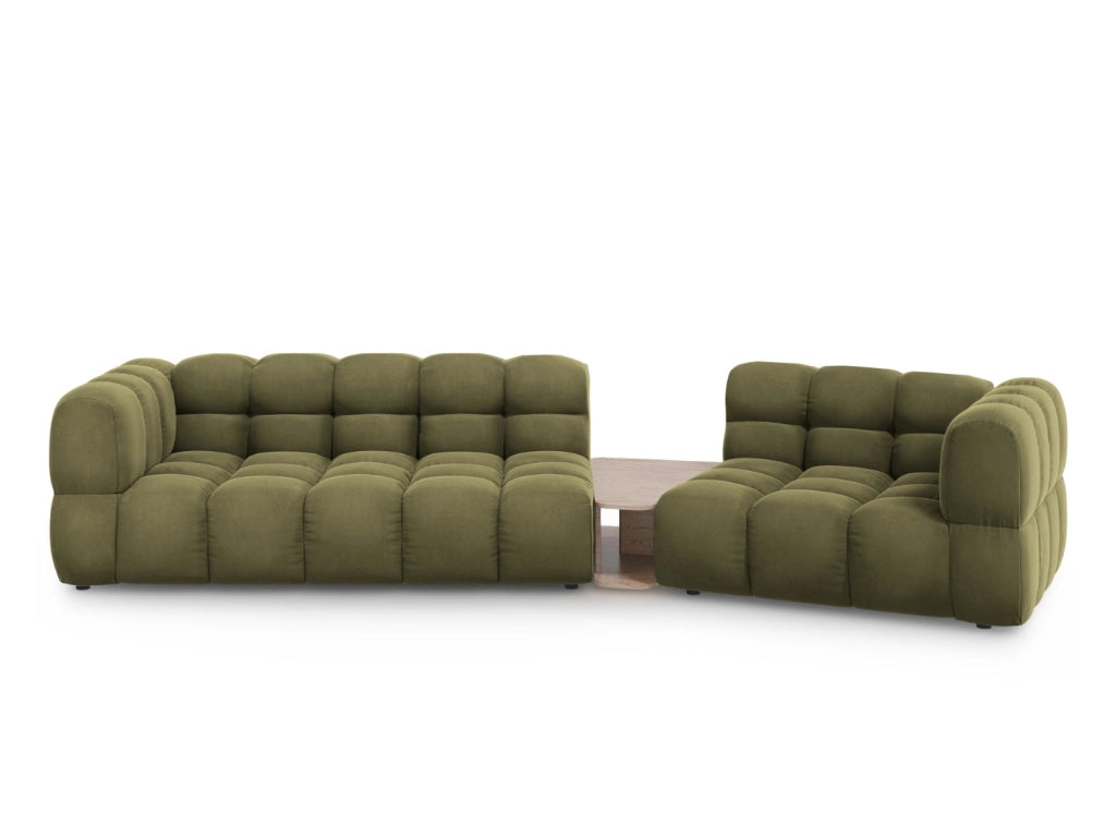 Cosmopolitan Design - Divano modulare destro "Sky" 3 posti in velluto verde chiaro 