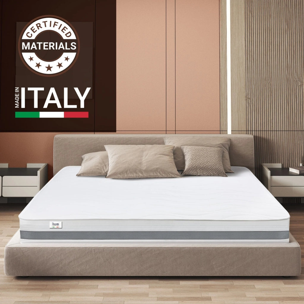 Materasso a Una Piazza e Mezza 115x180 cm in Memory Antibatterico | Altezza 25 cm | Rivestimento 3D Air in Fibra Ipoallergenica | Materasso Ortopedico a 7 Zone Differenziate Termosensibili