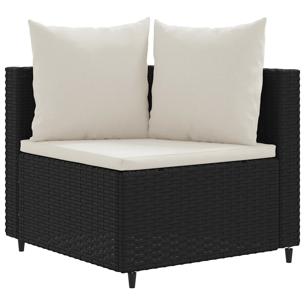 Set Divani da Giardino con Cuscini 7pz Nero Polyrattan