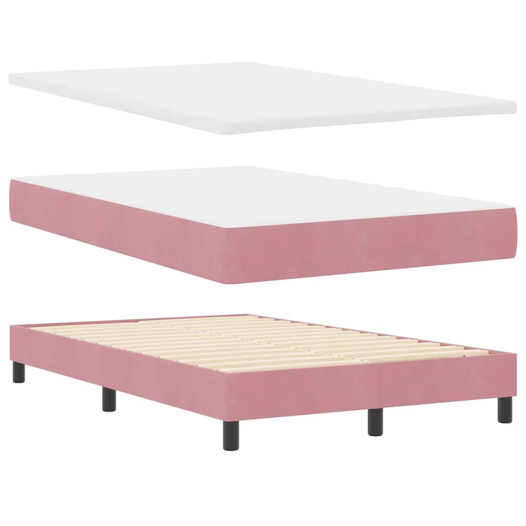 Letto a molle con materasso Rosa 120 x 190 cm Velluto 3339229
