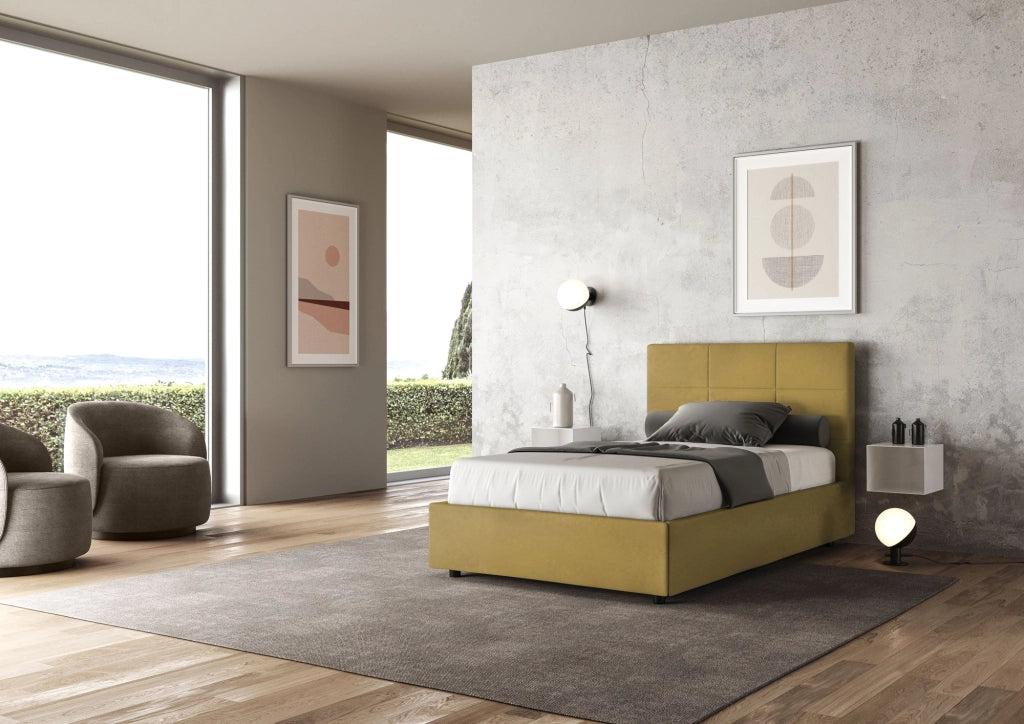 Letto 1 Piazza e Mezzo 120x200 cm Senza Rete Mika Ocra
