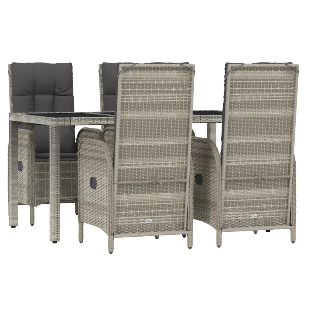 Set da Pranzo da Giardino 5 pz con Cuscini in Polyrattan Grigio 3185025