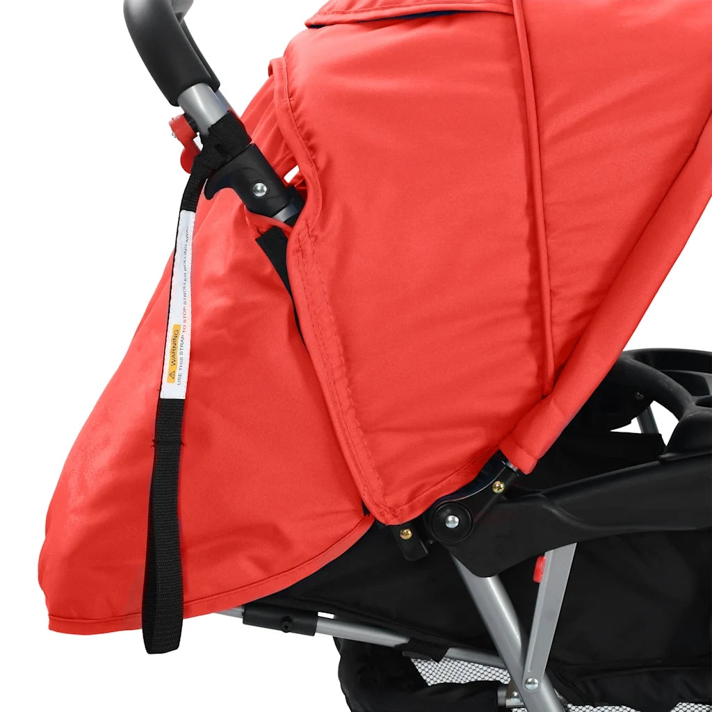 Passeggino Gemellare a Tandem in Acciaio Rosso e Nero 10111