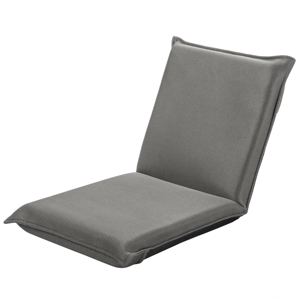 Sedia da terra con supporto schiena, Poltrona reclinabile imbottita struttura di metallo resistente, Grigio-Divani da terra