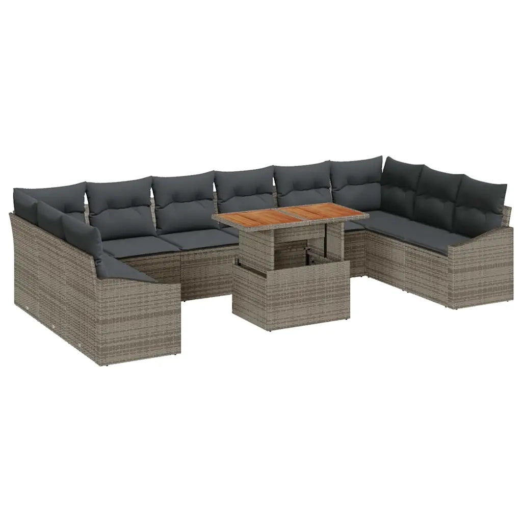 Set da Pranzo per Giardino con cuscino 11 pcs Grigio e Marrone 3349887