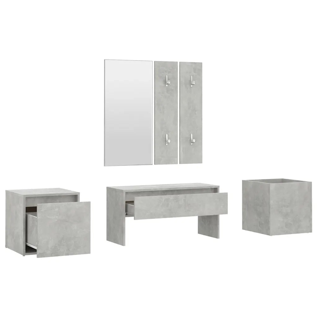 Set di Mobili da Corridoio Grigio Cemento in Legno Multistrato 3082066