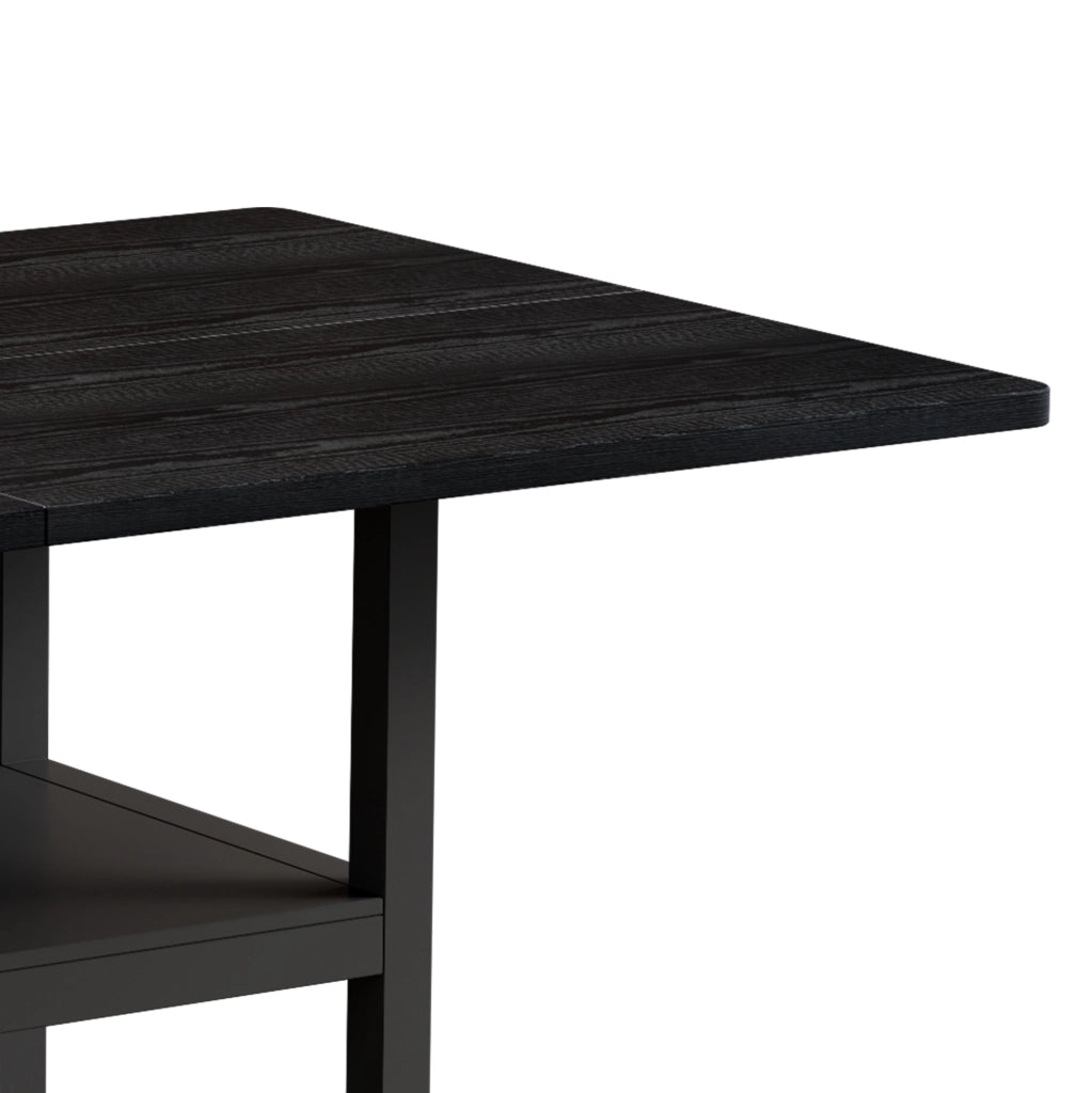 Tavolo da pranzo nero 160 cm con ripiano portaoggetti