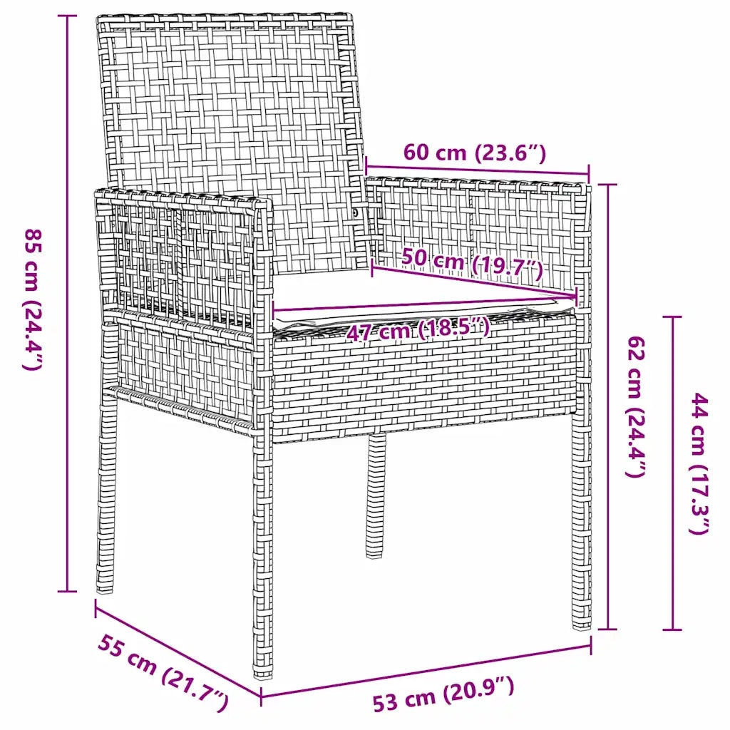 Sedia da Giardino 2 pcs Beige 55 x 53 x 85 cm polyrattan 42003449