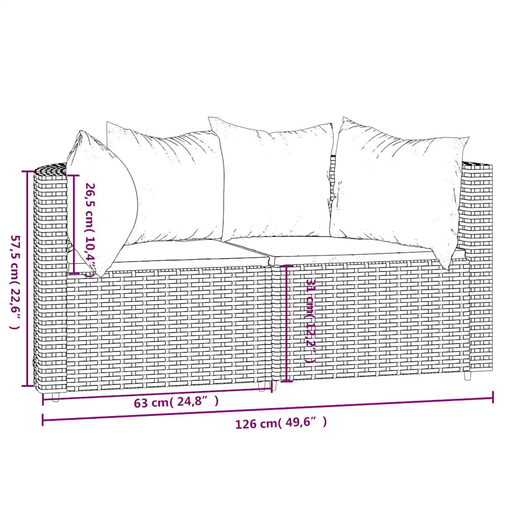 Divani Angolari da Giardino con Cuscini 2pz Polyrattan Grigio 319774