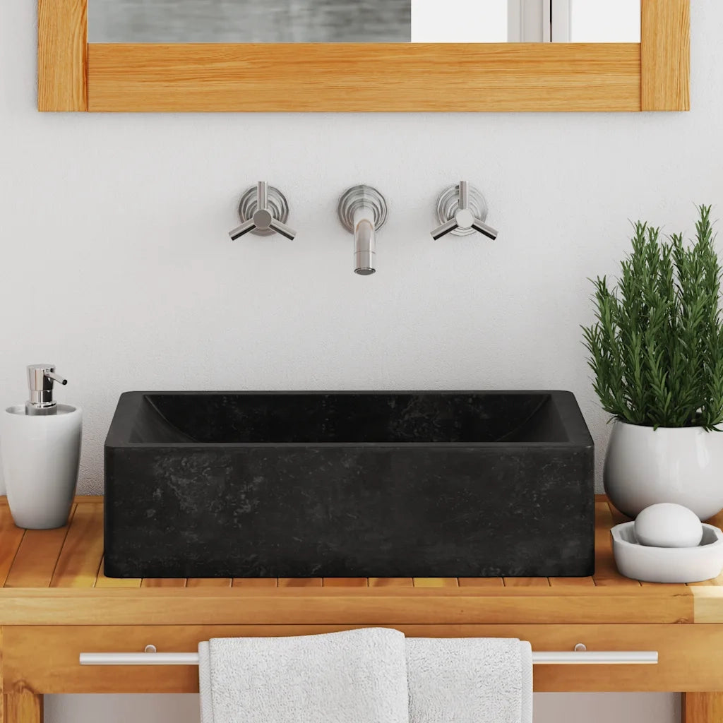 Lavello 45x30x12 cm Marmo Lucido Nero 142772