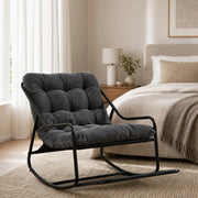 POLTRONA a dondolo 75x116x82 cm in acciaio grigio e nero