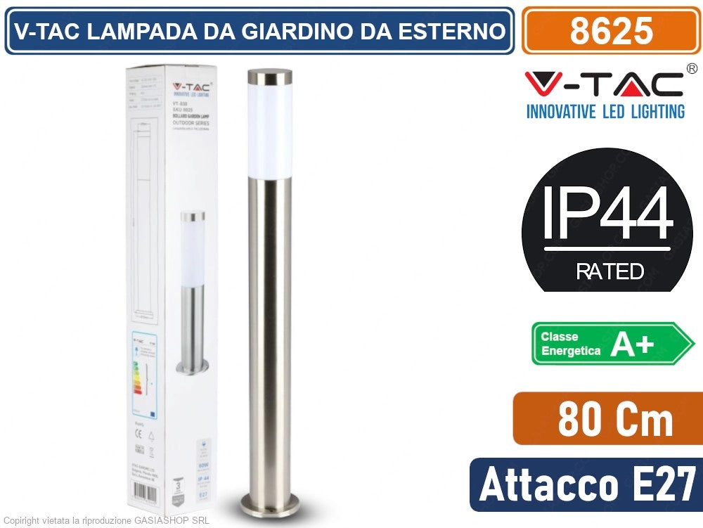 V-TAC VT-838 PORTALAMPADA ROTONDO DA GIARDINO PER LAMPADINE E27 CON FISSAGGIO A TERRA IP44 - SKU 8625