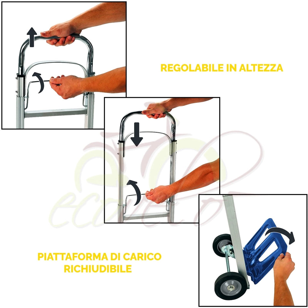 Carrello Industriale Pieghevole in Alluminio – Pneumatici Antiforatura, Portata 90 kg
