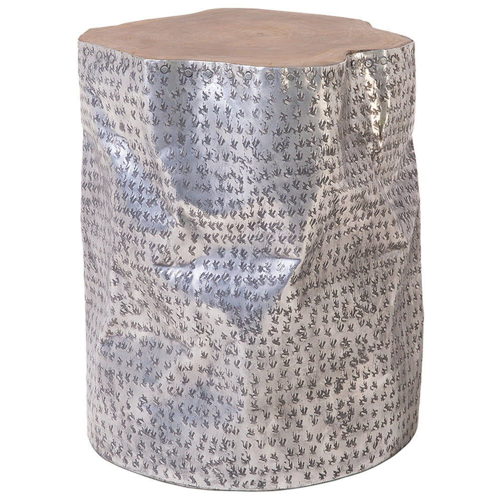 Tavolino Argento Teak Legno e Alluminio tavolino laterale basso