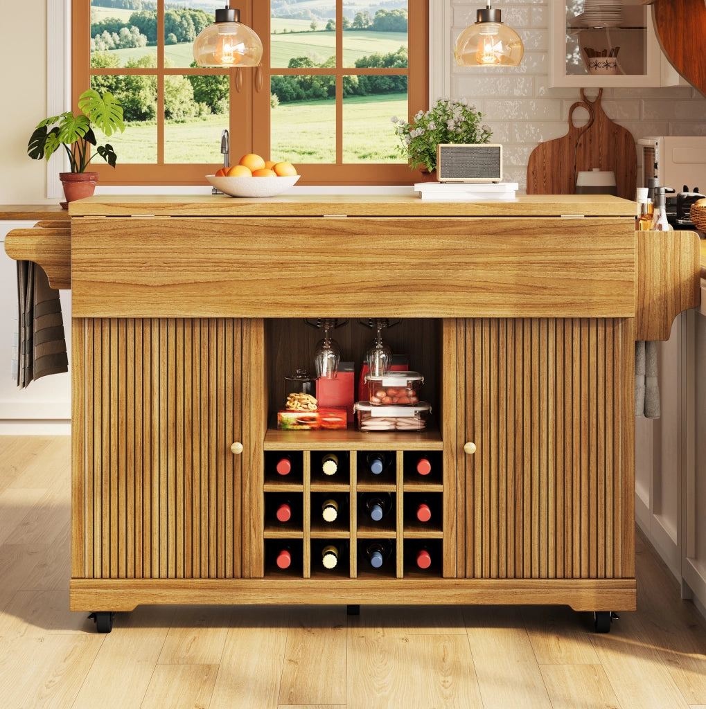 Carrello da cucina mobile con ripiani regolabili e portabottiglie; MDF marrone scuro 142;5x80x95 cm